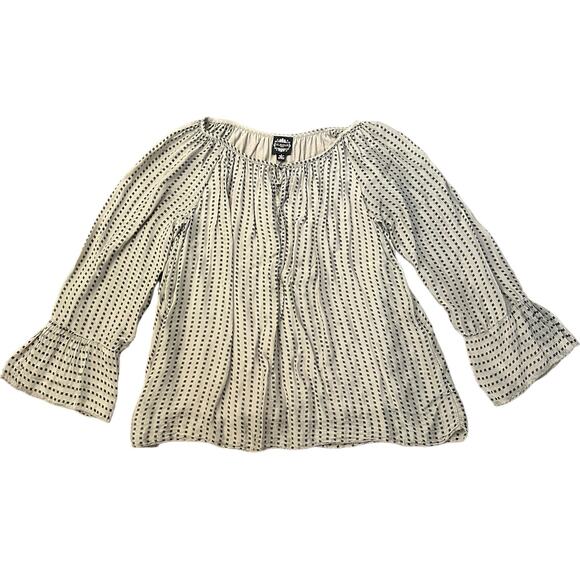 Le Marais Paris gray square print long sleeve silk top size S - Picture 12 of 12